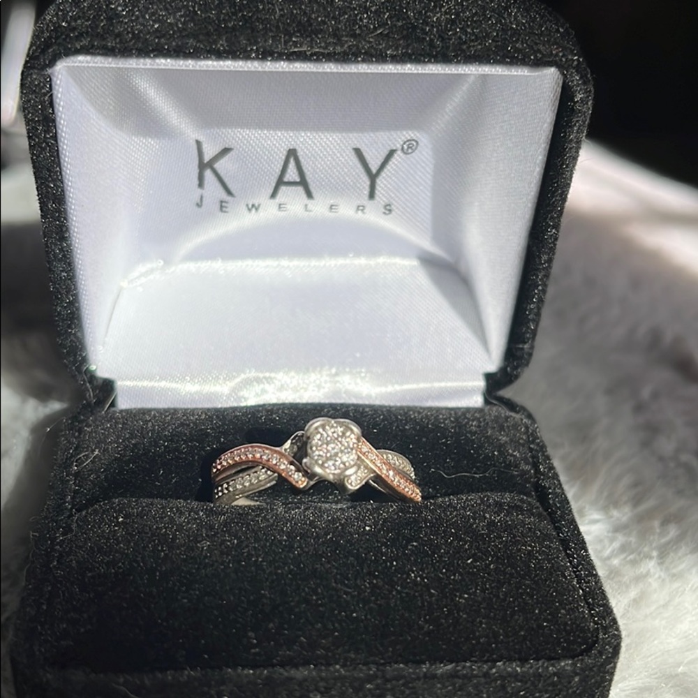 Two-tone Rose Gold Diamond Promise Ring